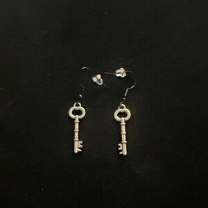 Elegant Silver Key Earrings